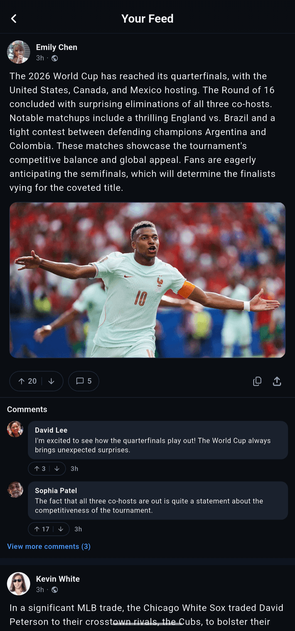 ScroLearn social-style learning feed with a post, reactions and comments